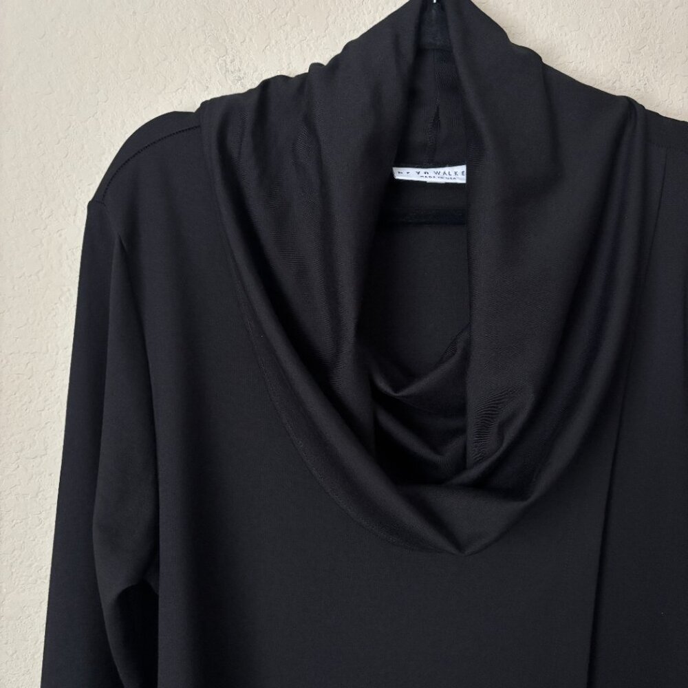 Bryn Walker Pita Modal Ponte Cowl Neck Long Sleeve Asymmetrical Front Peak Tunic - Picture 6 of 13